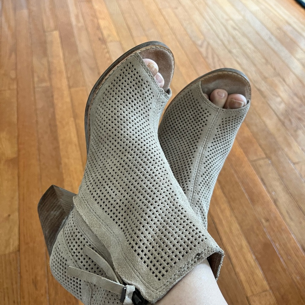 Toms Open-Toe Bootie With Side Zipper In Taupe Su… - image 6